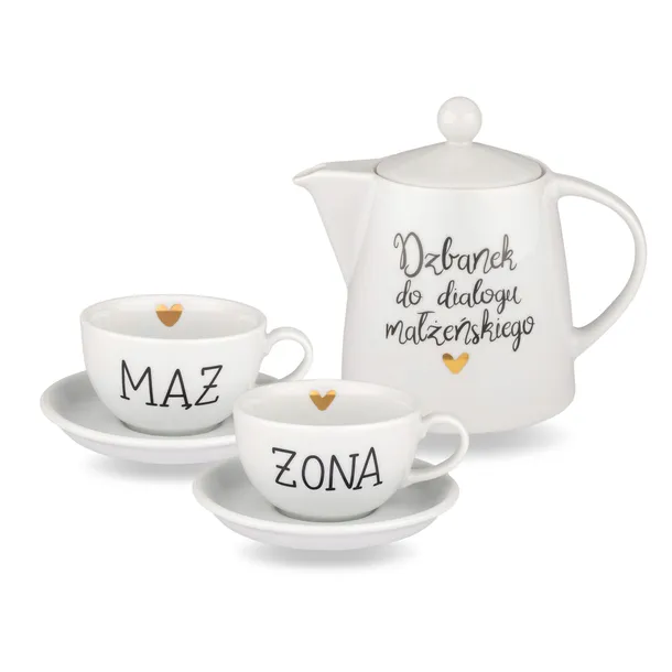 Dzbanek i Filiżanki 250 ml – Idealny Zestaw Prezentowy na Ślub lub Rocznicę
