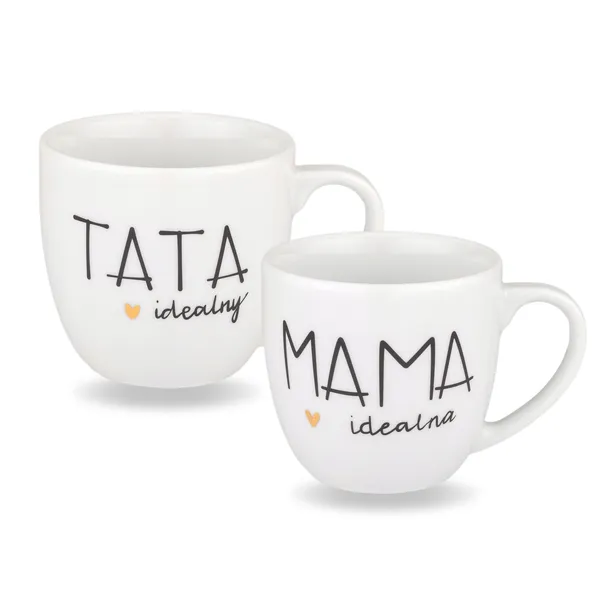 Zestaw Kubków Mama Tata 300 ml - Idealny Prezent Złote Serce