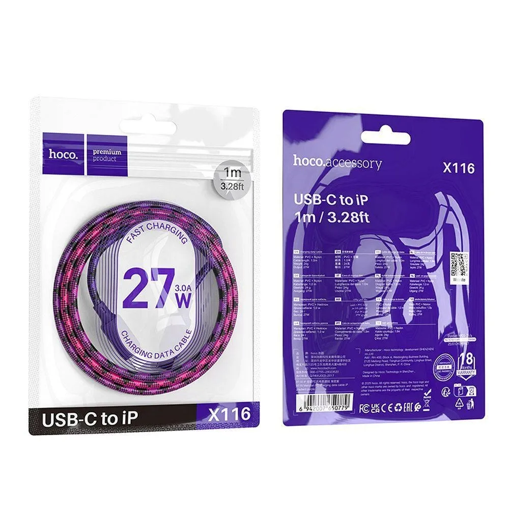 kabel-usb-c-do-lightning-hoco-pd-27w-1-m-x116-gradient-czerwony