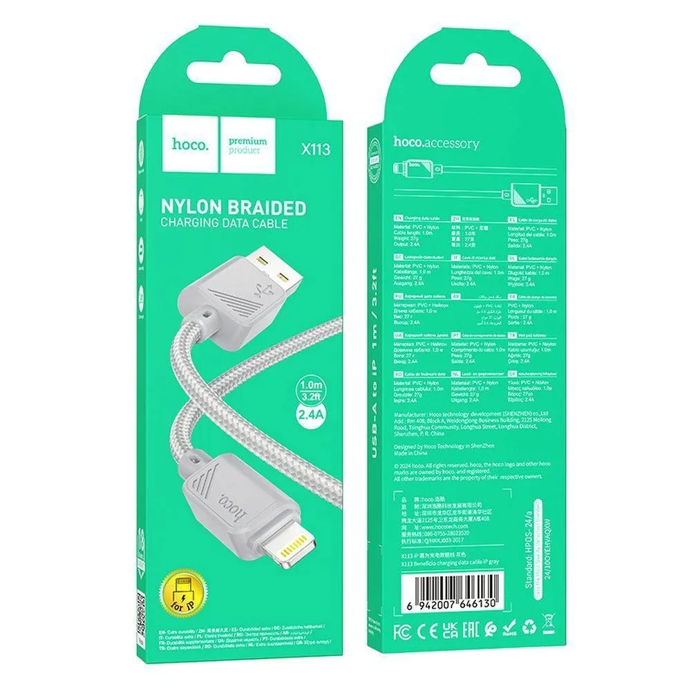 hoco-kabel-usb-a-do-lightning-24a-x113-1-m-szary