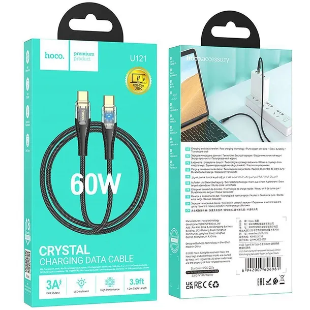 hoco-kabel-typ-c-do-typ-c-3a-60w-u121-12-m-czarny