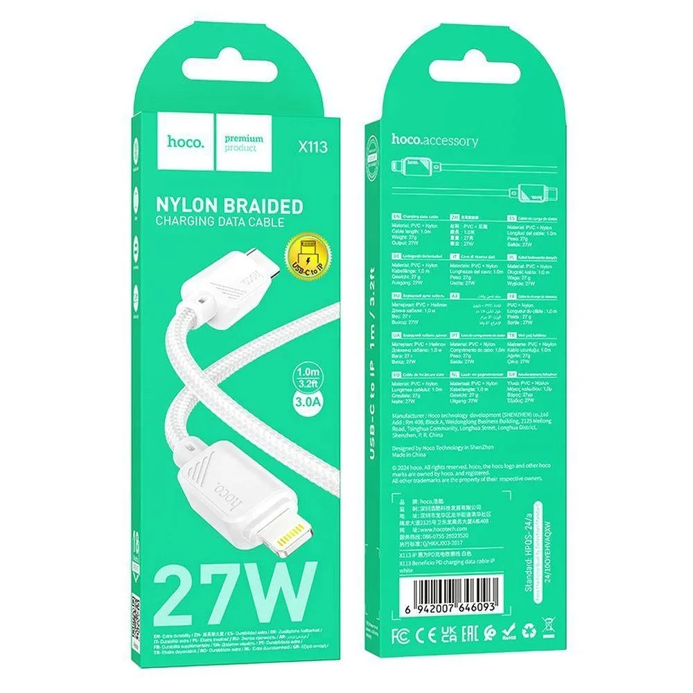 hoco-kabel-typ-c-do-lightning-pd-27w-x113-1-m-bialy