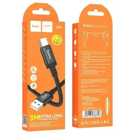 hoco-kabel-usb-a-do-typ-c-3a-x91-3-m-czarny