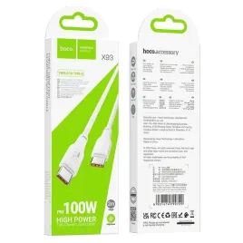 hoco-kabel-typ-c-do-typ-c-3a-100w-x93-2-m-bialy