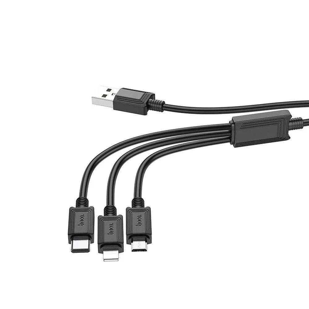 hoco-kabel-3w1-usb-a-do-lightning-micro-usb-typ-c-2a-x74-1-m-czarny-stan-nowy