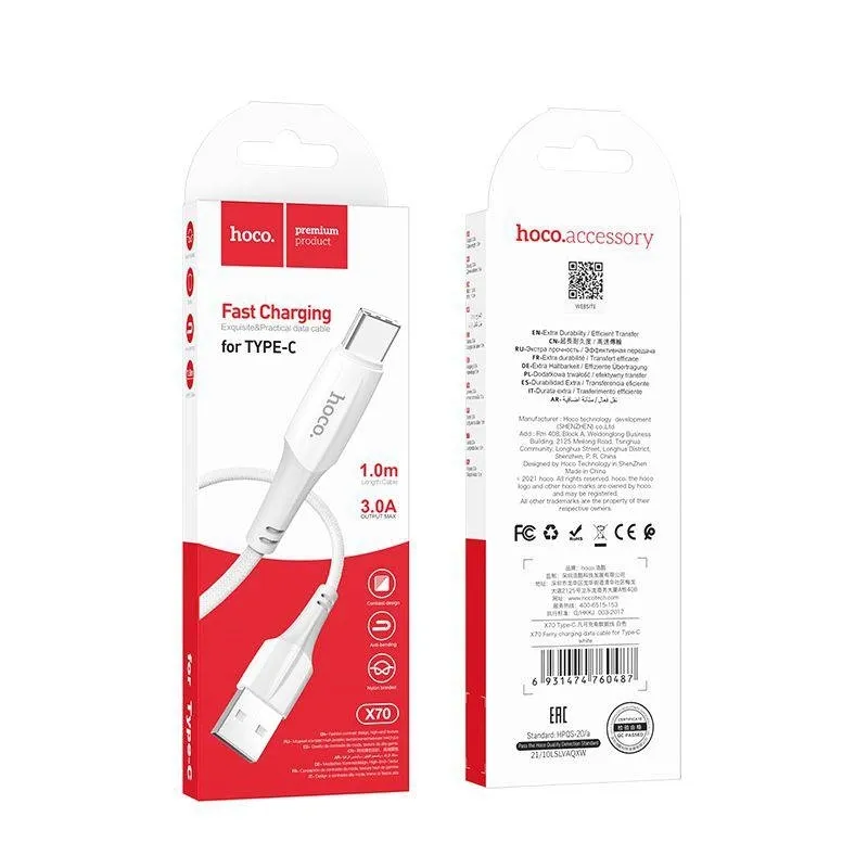 hoco-kabel-usb-do-typ-c-3a-ferry-x70-bialy