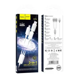 hoco-kabel-3w1-usb-a-do-lightning-micro-usb-typ-c-2a-x74-1-m-bialy