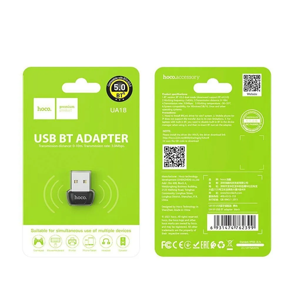 hoco-adapter-usb-a-bluetooth-ua18-czarny