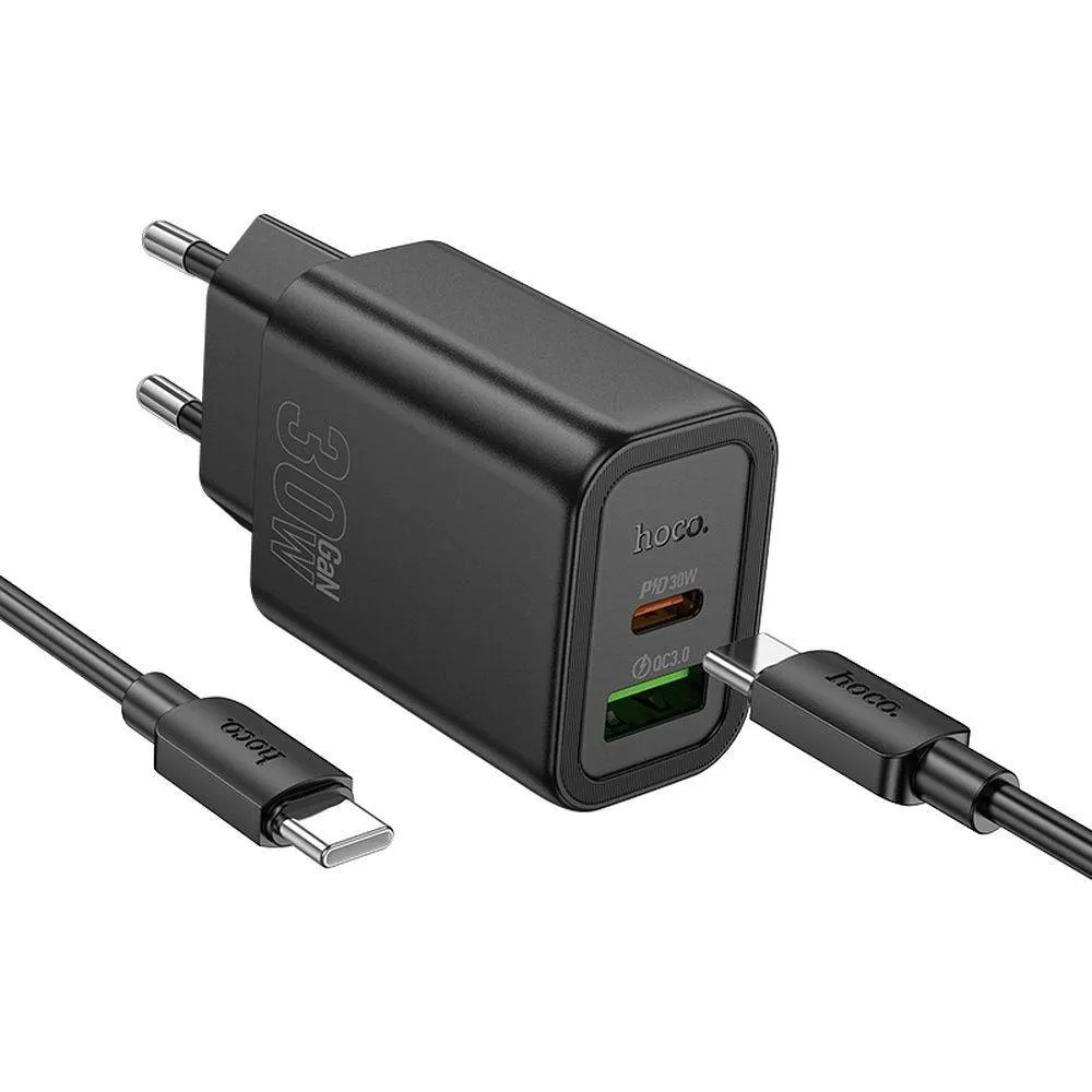 hoco-ladowarka-sieciowa-usb-a-typ-c-kabel-typ-c-do-typ-c-pd-qc3-0-3a