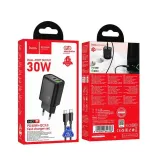 hoco-ladowarka-sieciowa-usb-a-typ-c-kabel-typ-c-do-typ-c-pd-qc3-0-3a-kolor-czarny