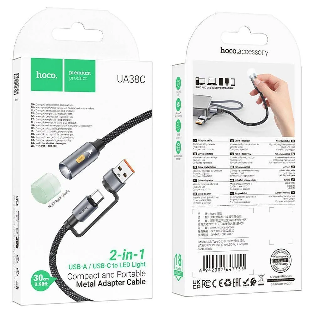 hoco-kabel-usb-a-typ-c-do-led-light-ua38c-czarny