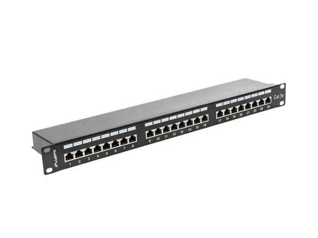 patch-panel-24-port-1u-kat-5e-czarny-ekranowany-certyfikat-ce