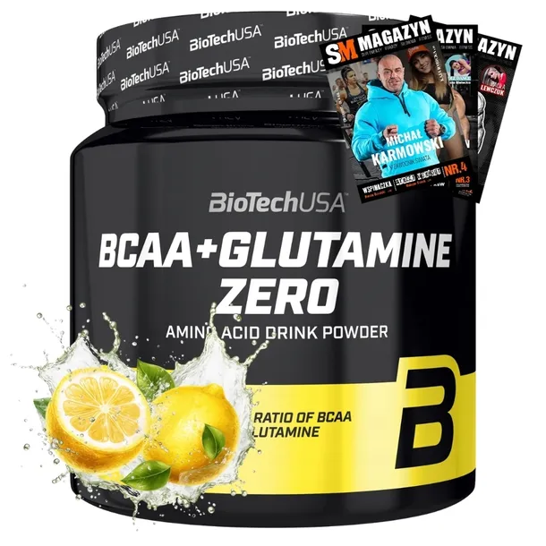 BIOTECH BCAA + GLUTAMINE ZERO 480g ENERGIA POBUDZENIE SIŁA I WYTRZYMAŁOŚĆ
