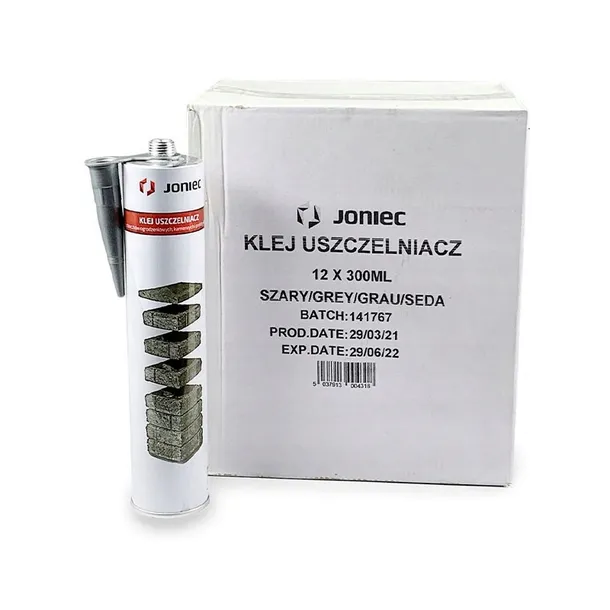 JONIEC Klej uszczelniacz do betonu, bloczków, ogrodzeń 300ML SZARY - 12 szt