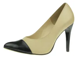 bezowe-szpilki-czolenka-skorzane-czarny-nosek-41