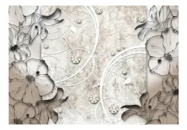 artpro-fototapeta-3d-na-sciane-400x280cm-kamien-skala-i-kwiaty