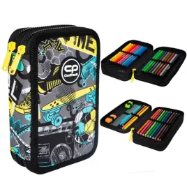 coolpack-piornik-dwukomorowy-z-wyposazeniem-podwojny-goal-time-dla-chlopca