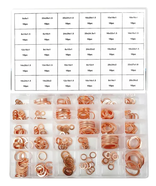 zestaw-300-szt-podkladki-miedziane-uszczelki-miedz-30-rozmiarow-walizka-waga-z-opakowaniem-0-5-kg-marka-silver