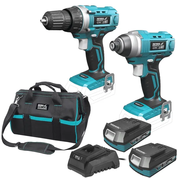 dedra-zestaw-wiertarko-wkretarka-zakretarka-udarowa-torba-2x2ah-ded7014-pojemnosc-akumulatora-2-ah