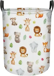 skladany-kosz-na-pranie-40x50-cm-worek-organizer-zabawek-bialy-w-zwierzatka