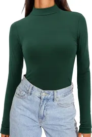 koszulka-damska-z-dlugim-rekawem-dopasowana-bluzka-golf-ciemnozielona-m