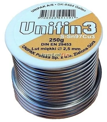 lut-miekki-cyna-do-lutowania-2-5-mm-250-g-szpula-unitin3-97percent-cyny-3percent-miedzi-kod-producenta-4514240