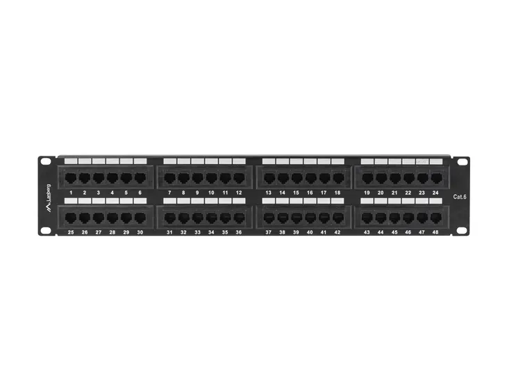 patch-panel-lanberg-ppu6-2048-b-48-port-2u-19-kat-6-czarny-waga-z-opakowaniem-1-kg-liczba-portow-48