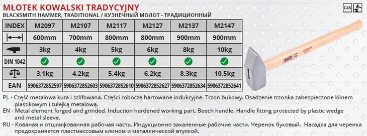 mlotek-sluserski-juco-3-kg-waga-narzedzia-3-kg