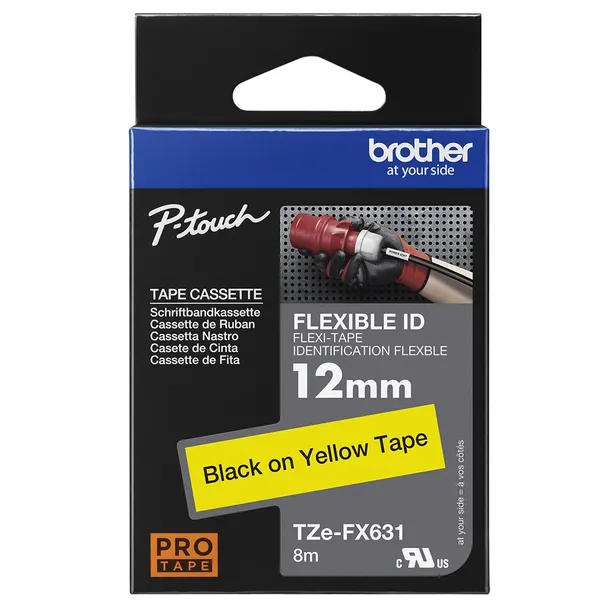brother-tasma-p-touch-tze-fx631-12mm-zolta-czarny-8m-fleksyjna-waga-z-opakowaniem-0-05-kg-liczba-sztuk-w-opakowaniu-1