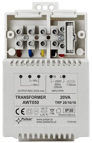 transformator-pulsar-20va-16v-18v-przewodowy-waga-z-opakowaniem-0-75-kg