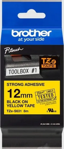 brother-tze-s631-tasma-12mm-x-8m-zolta-z-czarnym-nadrukiem-dlugosc-nawoju-8-m
