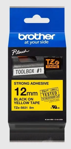 brother-tze-s631-tasma-12mm-x-8m-zolta-z-czarnym-nadrukiem-waga-z-opakowaniem-0-2-kg-kod-producenta-tzes631