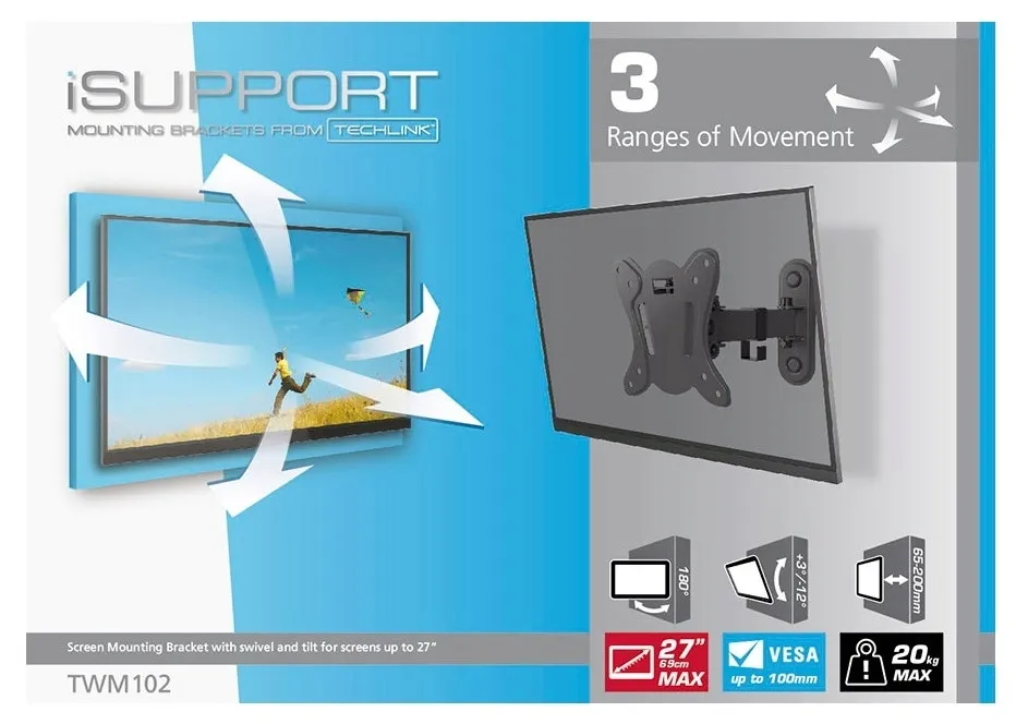 techlink-twm102-uchwyt-scienny-do-tv-13-27-standard-vesa-75-x-75