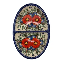 polmisek-owalny-dzielony-czerwone-maki-boleslawiec