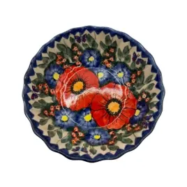 miska-karbowana-czerwone-maki-boleslawiec