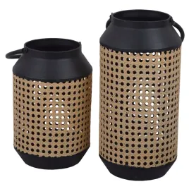 lampion-azurowy-czarno-bezowy-z-raczka-25cm