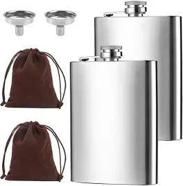 2x-metalowa-piersiowka-227ml-impreza-wycieczki-przenosna-lejek-woreczek