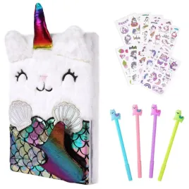 pluszowy-notatnik-pamietnik-jednorozec-dla-dziewczynki-naklejki-dlugopisy