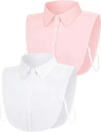 2x-damski-elegancki-odpinany-kolnierzyk-wklad-koszuli-bialy-pudrowy-roz