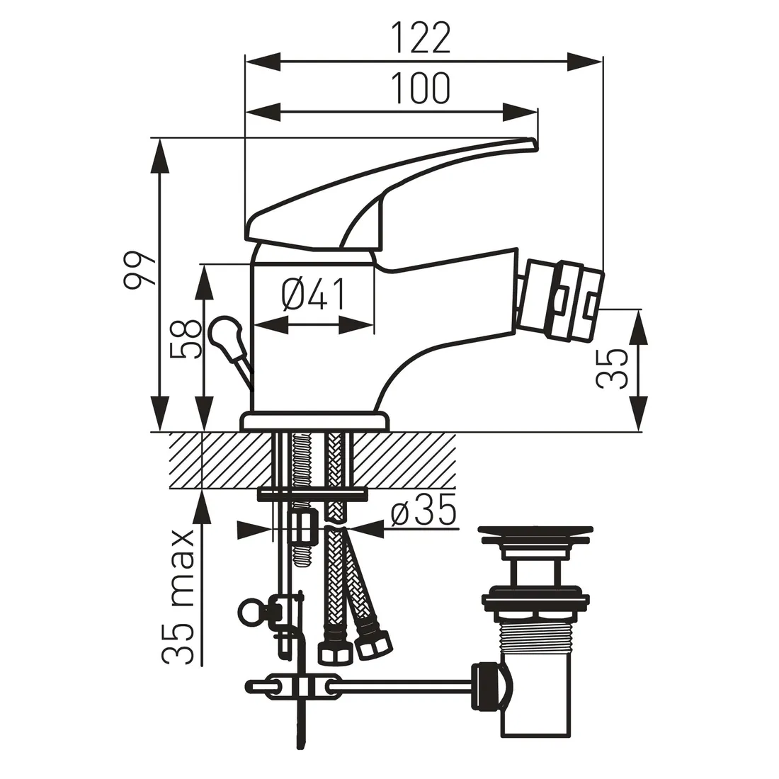 bateria-bidetowa-ferro-basic-srebrny