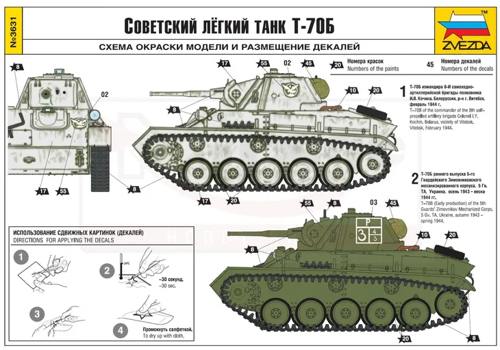 1-35-soviet-light-tank-t-70b-marka-zvezda-okres-ii-wojna-swiatowa