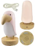 lampka-nocna-led-tukan-rozowy-biala-ciepla-glosnik-bluetooth-speaker-usb-dlugosc-wysokosc-20-cm