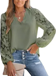 bluzka-cupshe-zielony-khaki-koronka-l