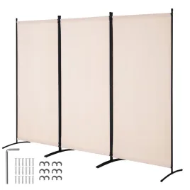 vevor-sciana-dzialowa-3-panelowa-skladana-mocna-rama-bezowa-260x184x52cm