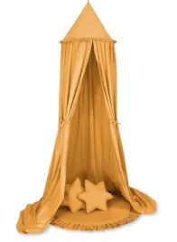 zestaw-baldachim-wiszacy-do-pokoju-dzieci-mata-poduszki-musztardowy