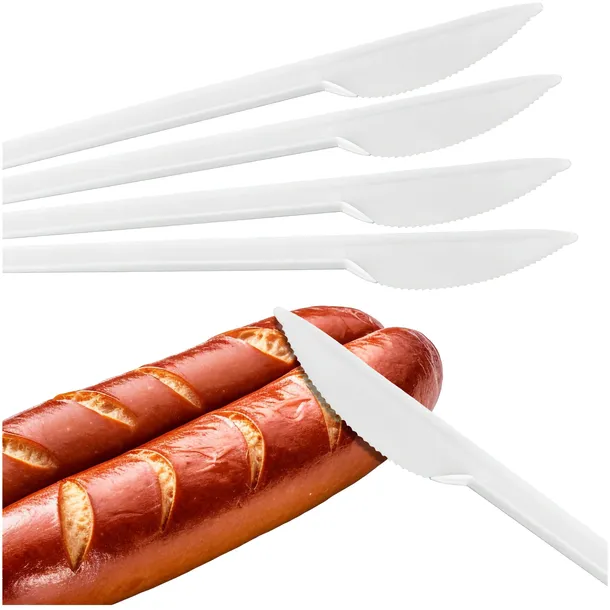 Noże plastikowe białe jednorazowe - 100szt.
