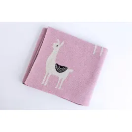 kocyk-niemowlecy-bawelniany-lama-80x100-cm-rozowy