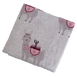 miniworld-kocyk-bawelniany-lama-80x100-szary