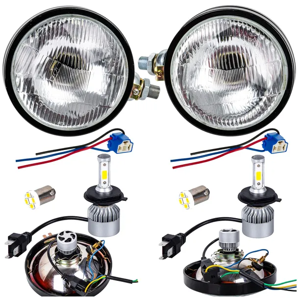 2x Lampy Reflektory Przód Przednie URSUS C-330 C-360 METAL + 4x Żarówki LED