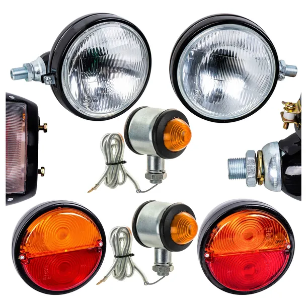 LAMPY URSUS C-330 METALOWE REFLEKTOR PRZÓD + TYŁ + KIERUNKOWSKAZY KOMPLET